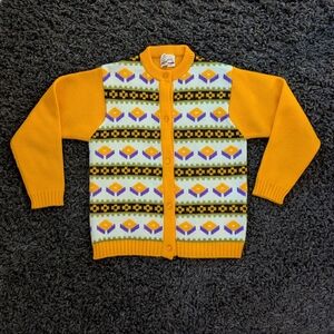 Vintage Girls Fair Isle Cardigan